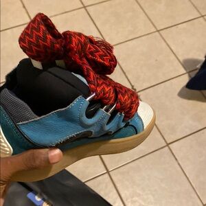 Kids Blue and Red Sneakers